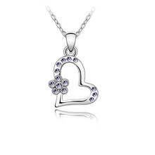 Warehouse Direct Sale Heart Necklace Pendants Link chain necklace Forever Love Women's Crystal Flower Heart Shape 2024 - buy cheap