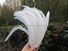 Plumas de gallo blancas naturales, lote de 50 unidades, 35-40cm, 14-16 pulgadas 2024 - compra barato