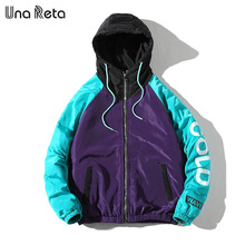 Una Reta Jacket Coats Men New Arrivals Casual Hooded Men's spring Jacket Fashion Loose Overcoat Hip hop Color stitching Coat Man 2024 - buy cheap