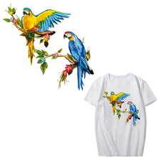 Iron on Flower Bird Patches for Clothing DIY T-shirt Dresses Applique Heat Transfer Vinyl Parrot Stickers Stripes on Clothes 2024 - buy cheap