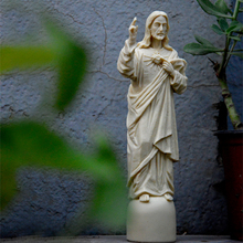 Религиозная фигурка, Расписанная вручную, в винтажном стиле, статуя Иисуса Священного Сердца из смолы, высота 22,5 см 2024 - купить недорого