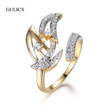 GULICX Geometric Design Women Party Adjustable Rings Paved AAA Cubic Zirconia Gold Color Wedding Engagement Ring Jewelry GLR698 2024 - buy cheap