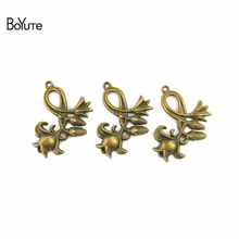 BoYuTe (50 unids/lote) 31*31MM bronce antiguo aleación de Zinc Rosa Flores de Metal Diy colgante joyería hallazgos ajuste pulsera collar 2024 - compra barato