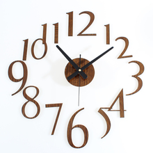 DIY Relógio de Parede Design Moderno Sala de estar De Madeira Relógios de Madeira relógio de Quartzo Relógio de Parede Digital Criativa 3D Adesivos Silenciosa Decoração de Casa 2024 - compre barato