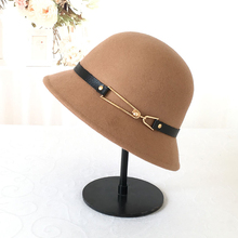 Sombrero de lana para niñas y estudiantes, gorra de lana con hebilla de cuero inglés, estilo pescador, B-8783 2024 - compra barato