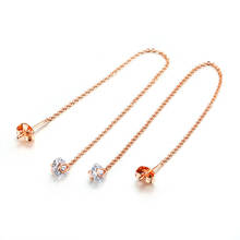 Корейские модные ювелирные изделия серебряные серьги с кристаллами с камнями висячие серьги с цирконием ААА розовое золото длинные массивные серьги-гвоздики для женщин 2024 - купить недорого