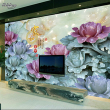 Beibehand papel de parede para quarto peônia chinesa 3d grande mural sala de estar sofá quarto papel de fundo de tv 2024 - compre barato