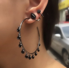 Big Round black Hoop Earrings For Women Colorful Stone Shiny Large gothic Circle Earring Jewelry women's accessories wholesale 2024 - buy cheap