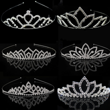 Diadema de princesa para niña, joyería para el cabello, corona, Tiara de diamantes de imitación, diadema de Color plateado, diadema, accesorios para el cabello de boda para mujer 2024 - compra barato