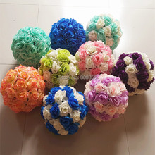 Rose Flower Balls 6pcs 20cm Diameter Fake Kissing Balls 24 Color Designs for Wedding Shops Artificial Decorative Flowers 2024 - buy cheap