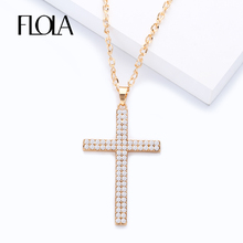 FLOLA Big Gold Cross Pendant Necklaces Gold Jesus Piece Big Cross Long Chain Necklace for Women Men Fashion Jewelry nkeg80 2024 - buy cheap
