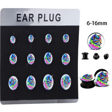 JUNLOWPY 12pcs/card Black 00 Gauges Ear Plug Screw UV Acrylic Flesh Ear Tunnel Gauge Piercing Expander Body Jewelry Stretcher 2024 - buy cheap