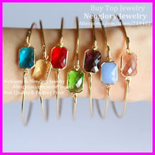 10pcs Exquisite Bangle Mix Color Square Faceted Glass Quartz Beads Bracelet,metal Bangle Gems Druzy Quartz Beads Cuff Bangle 2024 - buy cheap