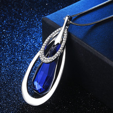 BYSPT Color plata collar Vintage Punk cuadrado azul Oval de cristal gris colgante de cristal collares joyería de las mujeres 2024 - compra barato
