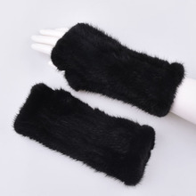 Winter mink fur gloves for women  Real Fur Gloves New Women 20CM Fashion elasticity Genuine Glove Knitted Mink Fur Fingerless 2024 - buy cheap