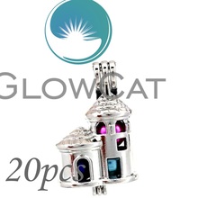 GLOWCAT-Cuentas de Castillo de dibujos animados KK665, difusor de aceite esencial, jaula de perlas de Aroma, medallón colgante, fabricación de joyas, 20x 2024 - compra barato
