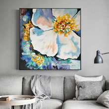 Pintura a óleo sobre tela floral, pintada à mão, flor, arte moderna, pintura a mão, imagem de parede para sala de estar, dropshipping 2024 - compre barato