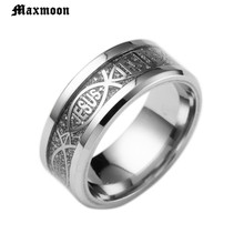 Maxmoon-anillo euroamericano para hombre y mujer, acero inoxidable con sortija de cruz de Jesús, color negro y azul, joyería al por mayor 2024 - compra barato