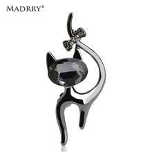 Madrry Fashion Gold Upright Collar Cat Brooches Animal Cute Face Women Scarf Pin Broach alfileres de boda Bijuterias 2024 - buy cheap
