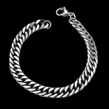 Vintage Womens Mens Bracelet Stainless Steel Jewelry Curb Cuban Link Chain Silver Color Male Jewelry Charms Chain Link Bracelet 2024 - buy cheap