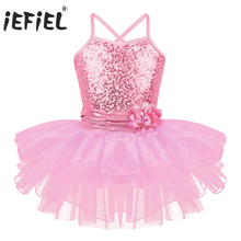 iEFiEL Kids Girls Flower Strap Athletic Parties Costumes Dancewear Ballerina Training Ballet Dance Gymnastics Leotard Tutu Dress 2024 - buy cheap