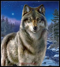 Needlework for embroidery DIY DMC High Quality - Counted Cross Stitch Kits 14 ct Oil painting Wolf - Night Watch 2024 - buy cheap