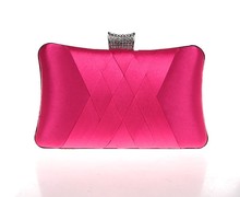 Hot Pink Chinese Women's Satin Wedding Evening Bag Clutch handbag Bridal Party Purse Makeup Bag Free Shipping 7395-H 2024 - buy cheap