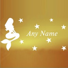Stars And Sexy Mermaid Wall Stickers Children Bedroom DIY Wall Decals Vinyl Customized Name Art Murals 2024 - buy cheap