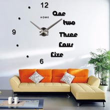 Large Wall Clock Mute Oversize Digital Clocks for Living Room Acrylic 3D DIY Wall Sticker Home English Letter Oversize Clock 2024 - buy cheap