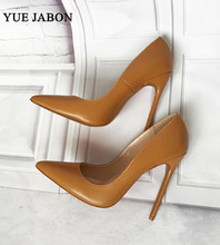 New Sexy Brown High Heels Soft Leather Women Shoes 2019 Autumn Pointed Toe Luxury Brand Fashion Women Dress Pumps Plus size 43 2024 - buy cheap