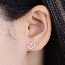 New Hollow Geometry Earrings Heart Sweet 100% 925 sterling silver Love Stud earrings Women Gifts Jewelry Orecchini Brincos 2024 - buy cheap