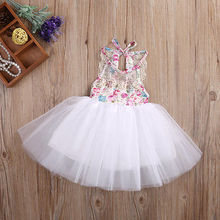 Lace Ball Gown Girls Dresses Newborn Baby Kids Girls Tulle Tutu Floral Dress Backless Party Dresses Summer Children Clothing 2024 - buy cheap