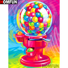 Homfun quadrado completo/broca redonda 5d diy pintura de diamante "bola colorida" bordado ponto cruz 5d decoração de casa presente aautomático 2024 - compre barato