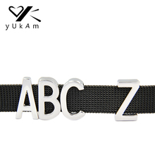 YUKAM Jewelry Silver Color Alphabet 26 Letters A-Z Slide Charms Keeper for Stainless Steel Mesh Bracelets DIY Accessories Making 2024 - buy cheap