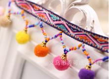 5Yard/lot Handmade Beaded Hair Ball Lace Tassel Fringe Ribbon Lace Trim Bag Clothing Hats Curtain Pompom Material SM384 2024 - buy cheap