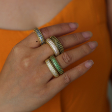 Decalite anel cz luxuoso dainty, cor dourada, estilo de moda feminina, anel de meio dedo, full cz, rosa, verde, joias femininas 2024 - compre barato