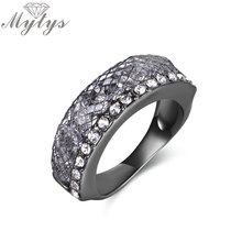 Mytys черная сетка заполненные кристаллами кольца для женщин Модный дизайн совершенно новое кольцо ювелирные изделия R1872 2024 - купить недорого