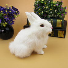 real fur rabbit about 17x15cm white squatting rabbit model ornament decoration gift h1315 2024 - buy cheap