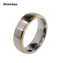Женское кольцо из нержавеющей стали MadApe, обручальное кольцо серебряного цвета золотого цвета с простым дизайном, кольцо для пары, ширина 6 мм 2024 - купить недорого