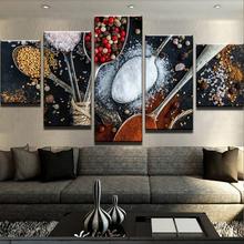 Pintura en lienzo con impresión Hd, carteles coloridos de hierbas y especias, alimentos, decoración de cocina o restaurante, imagen artística de pared, 5 piezas 2024 - compra barato