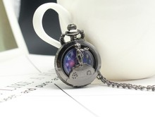 New Fashion Black The little Prince Hollow Color Dial Quartz Pocket Watch Analog Pendant Necklace Mens Womens Kids Gifts reloj 2024 - buy cheap