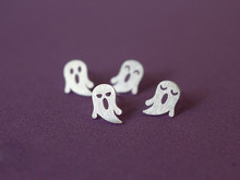 Wholesale New Trendy Face Expression Stud Earrings Small Ghost Stud Earrings For Women Birthday Gift 2024 - buy cheap