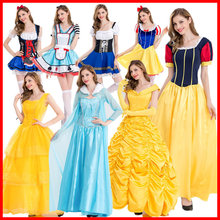 Belle Princess Dress Costume Adult Halloween Princess Aisha clothing dress Anna Halloween adult female cartoon cosplay clothes 2024 - buy cheap