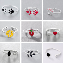 Cxwind эмалированное геометрическое кольцо, модные кольца с животными, лапой, фруктами и улыбкой для женщин, регулируемые свадебные подарочные украшения, Прямая поставка 2024 - купить недорого