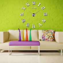 Relógio de parede de quartzo espelhado e acrílico, relógio para sala de estar grande com numerais romanos 3d, adesivos de relógios de parede para decoração de casa, arte na moda 2024 - compre barato
