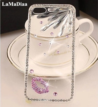 Luxury Bling Diamond Rhinestone Chain Case For iphone 13 12 11 Pro Max X XS MAX XR 6S 7 8 Plus Diamond Pink Lips Soft TPU Cover 2024 - buy cheap