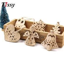 6PCS Cute Christmas Snowflakes&Angle Wooden Pendant Ornaments DIY Craft Xmas Tree Ornament Christmas Party Decorations Kids Gift 2024 - buy cheap