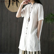 Рубашка женская льняная с воротником-стойкой, FF829 2024 - купить недорого