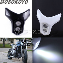 Faro delantero LED blanco y negro, doble brillo, doble brillo, para motocicletas deportivas, para Honda, Kawasaki, Gas, Suzuki, Universal 2024 - compra barato