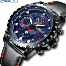 2019 Fashion Sports Men Watch CRRJU Relogio Masculino Clock Men's Watch Top Brand Luxury Military Leather Waterproof Watch Men 2024 - buy cheap